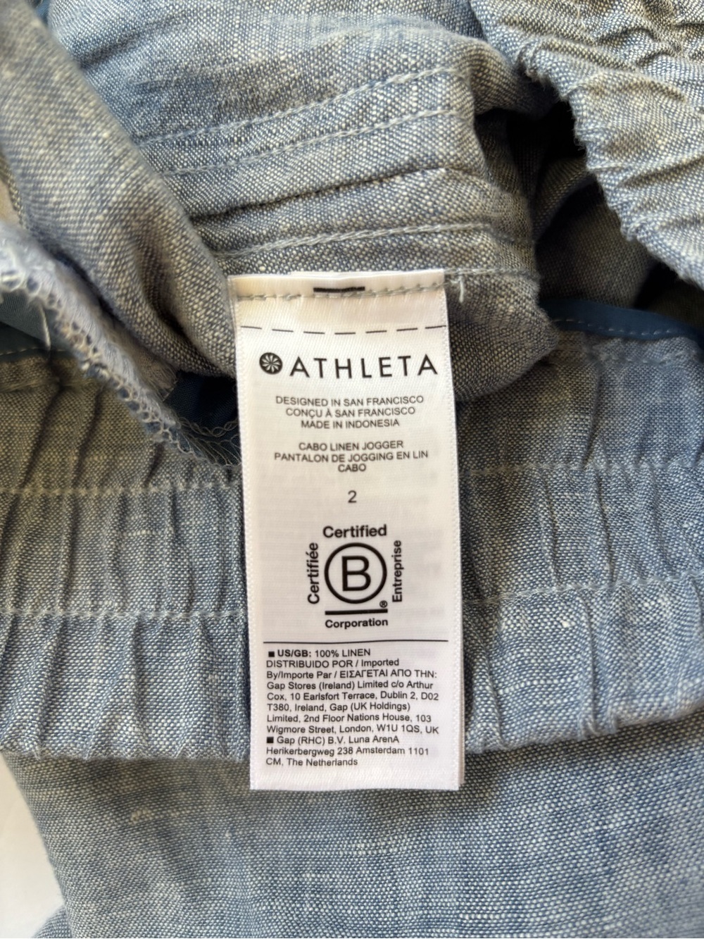 Athleta Cabo Linen Jogger Pants Size 2 Blue 100% Linen Drawstring - Picture 7 of 10
